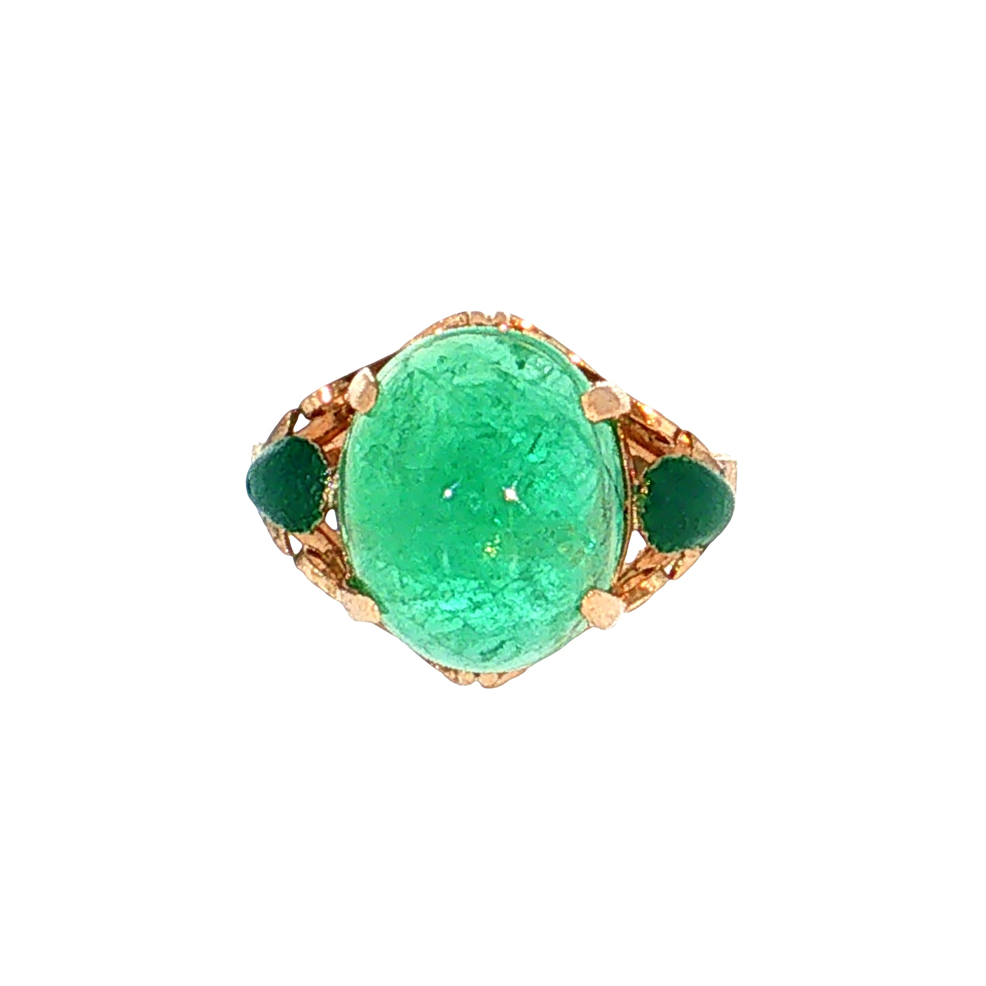 6.06 Antique Art Nouveau Emerald Cocktail Ring 18k
