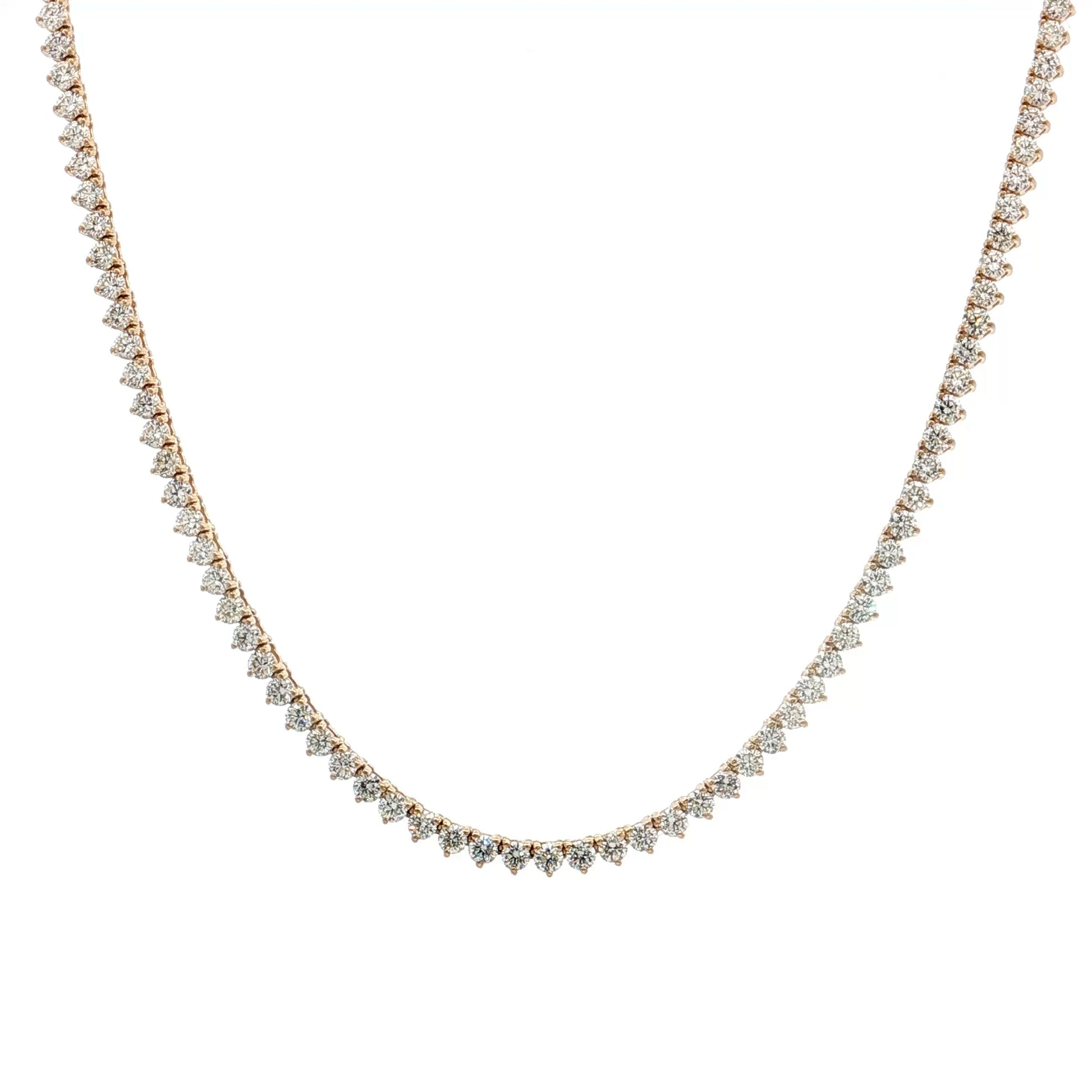 6.12 Round Brilliant Diamond Tennis Necklace 14k 