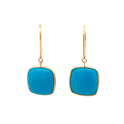 6.25 Cabochon Turquoise Drop Earrings in 18k
