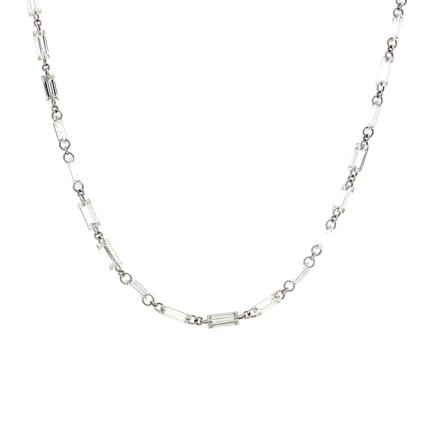 6.32 Baguette Diamond Necklace 18k White Gold