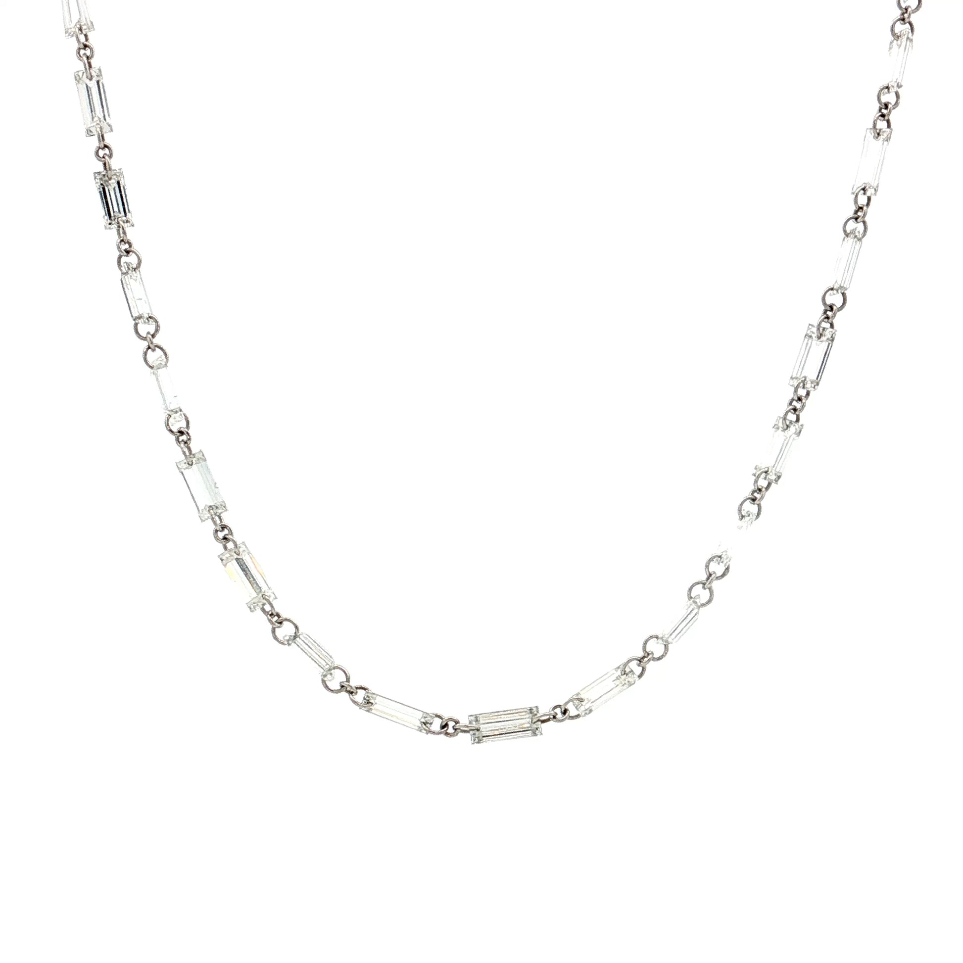 6.32 Baguette Diamond Necklace 18k White Gold