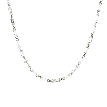 6.32 Baguette Diamond Necklace 18k White Gold