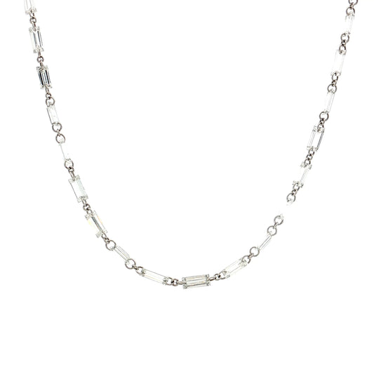 6.32 Baguette Diamond Necklace 18k White Gold