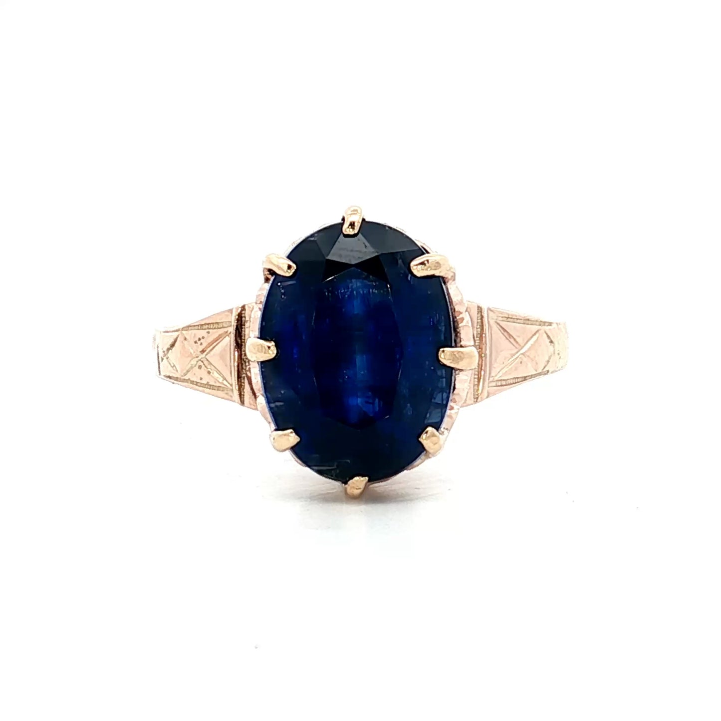 6.34 Vintage Oval Blue Sapphire Engagement Ring 14k