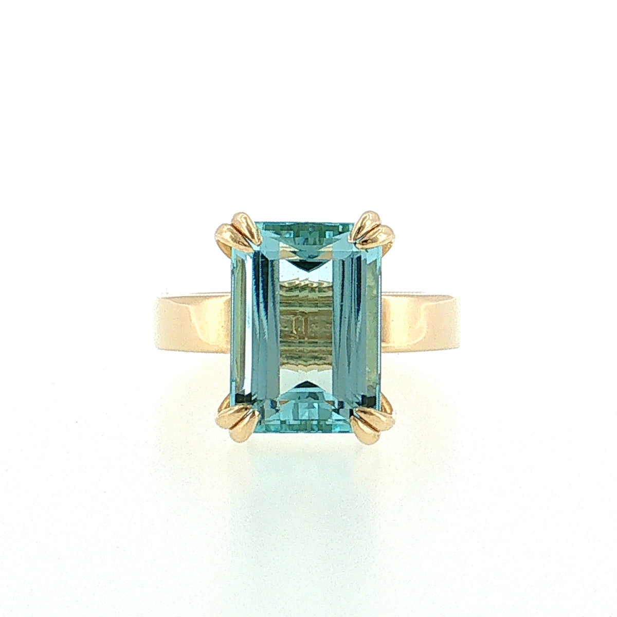 6.41 Emerald Cut Aquamarine Cocktail Ring 14k