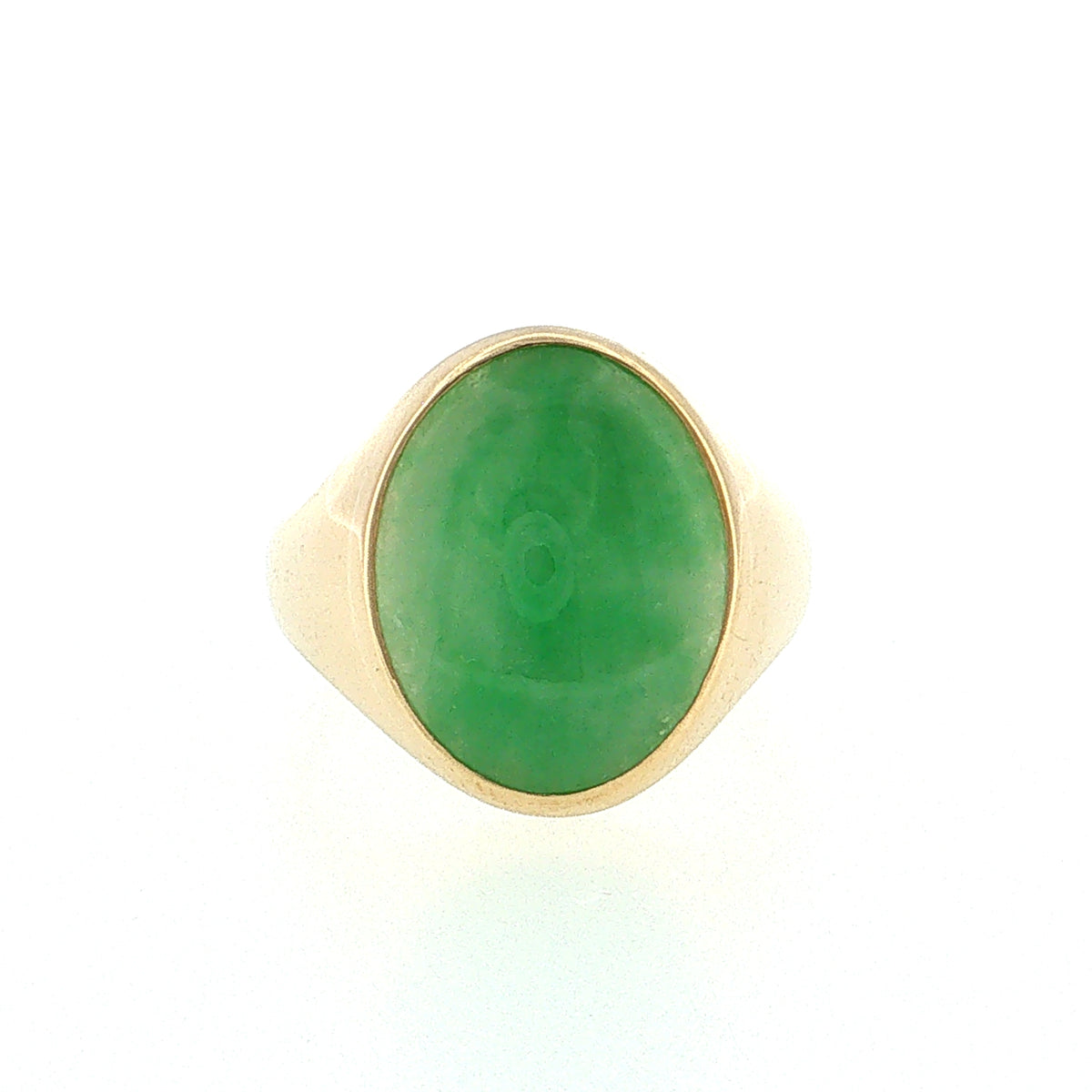 6.46 Vintage Mid-Century Jadeite Cocktail Ring 14k Yellow Gold