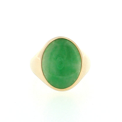 6.46 Vintage Mid-Century Jadeite Cocktail Ring 14k Yellow Gold