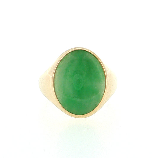 6.46 Vintage Mid-Century Jadeite Cocktail Ring 14k Yellow Gold