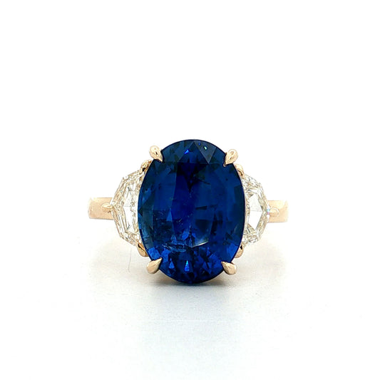6.49 Oval Sapphire Engagement Ring 14k Yellow Gold