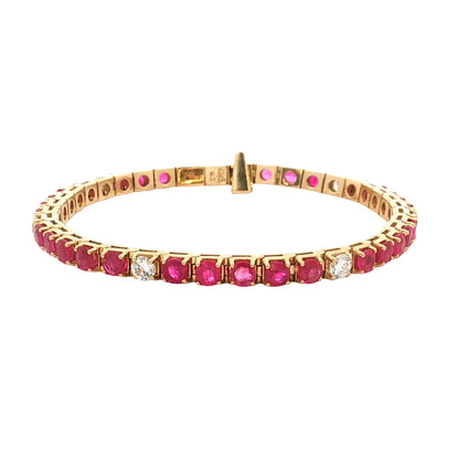 6.63 Rubie & Diamond Tennis Necklace 18k