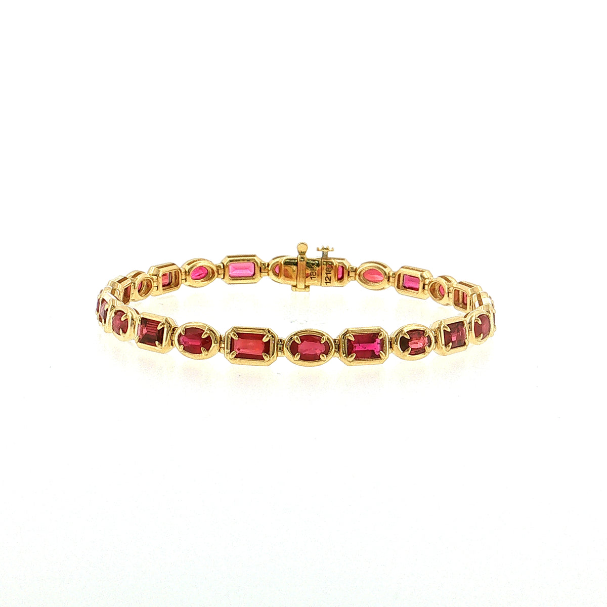 6.92 Oval Ruby Line Bracelet 18k Rose Gold