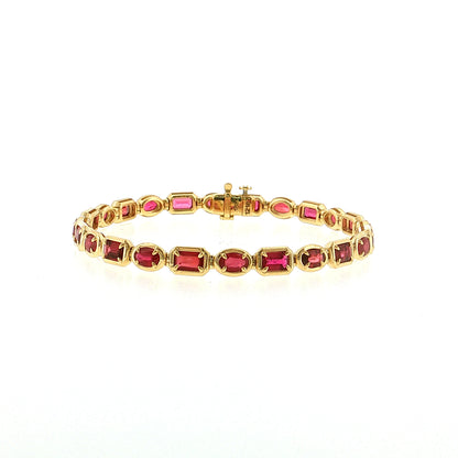 6.92 Oval Ruby Line Bracelet 18k Rose Gold