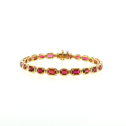6.92 Oval Ruby Line Bracelet 18k Rose Gold