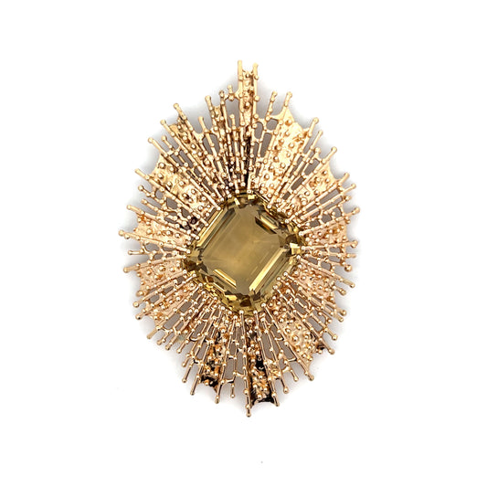 61 Carat Smokey Quartz Pendant in 14k Yellow Gold