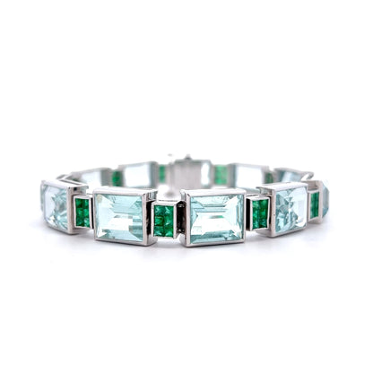 63.14 Aquamarine & Emerald Bracelet Platinum