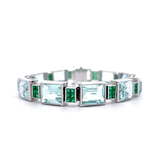 63.14 Aquamarine & Emerald Bracelet Platinum