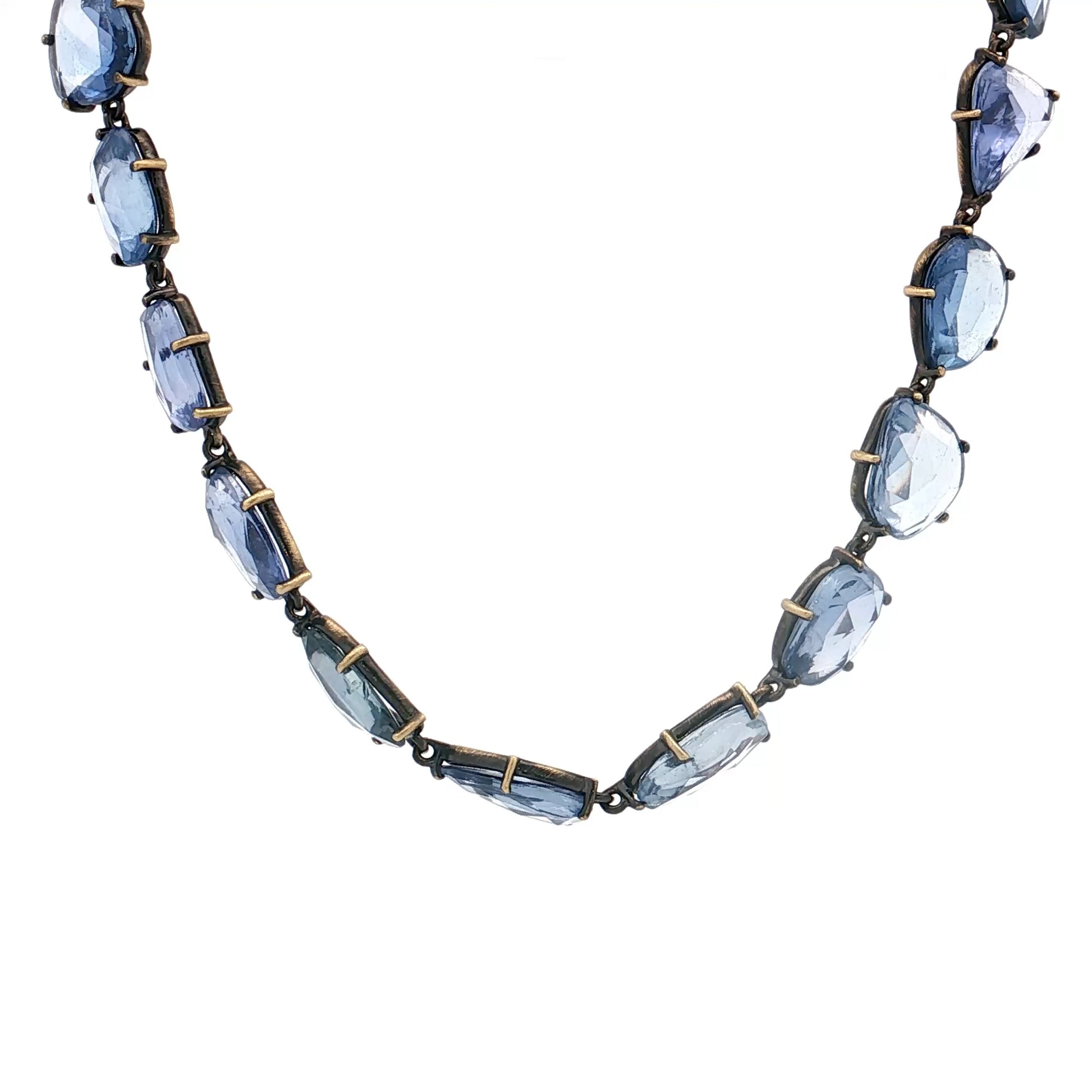65 Carat Rose Cut Blue Sapphire Necklace 18k Yellow Gold
