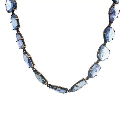 65 Carat Rose Cut Blue Sapphire Necklace 18k Yellow Gold