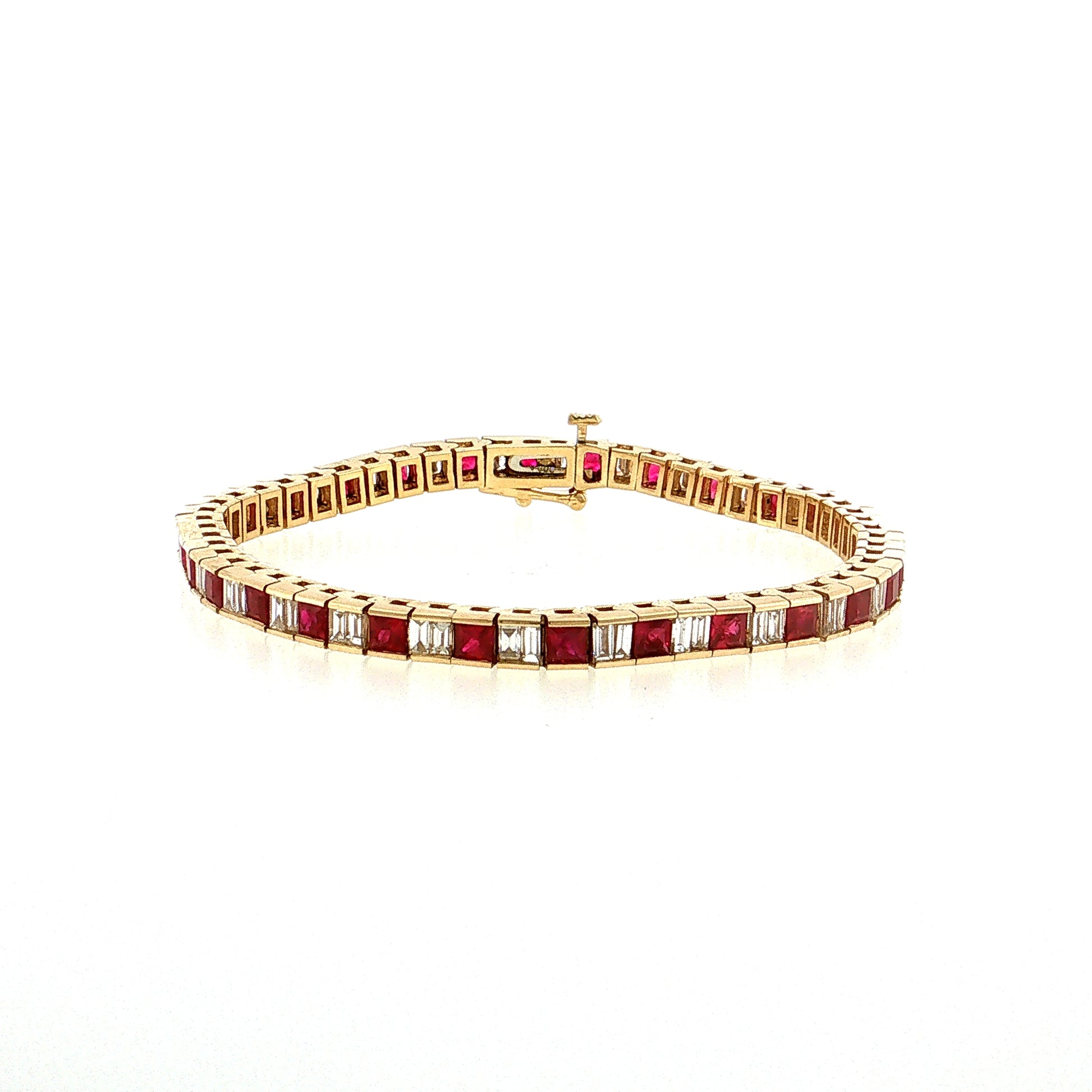 6 Carat Ruby & Diamond Tennis Bracelet 14k
