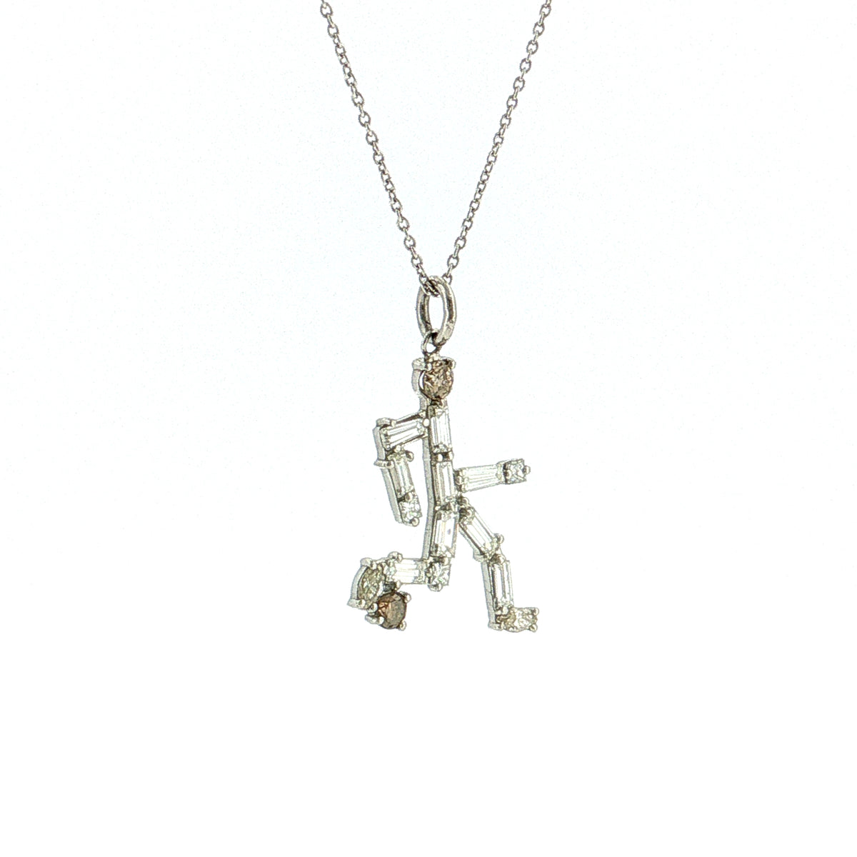 1.26 Diamond Soccer Player Pendant Necklace Platinum