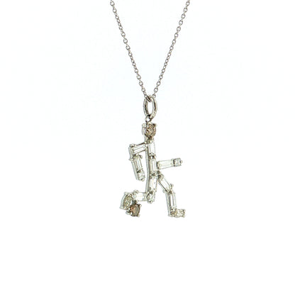 1.26 Diamond Soccer Player Pendant Necklace Platinum
