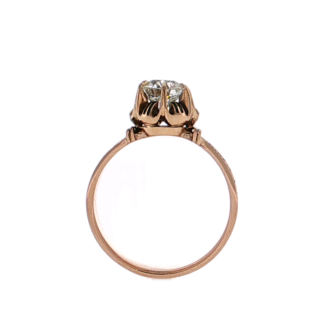 1.05 Antique Victorian Old European Engagement Ring 14k