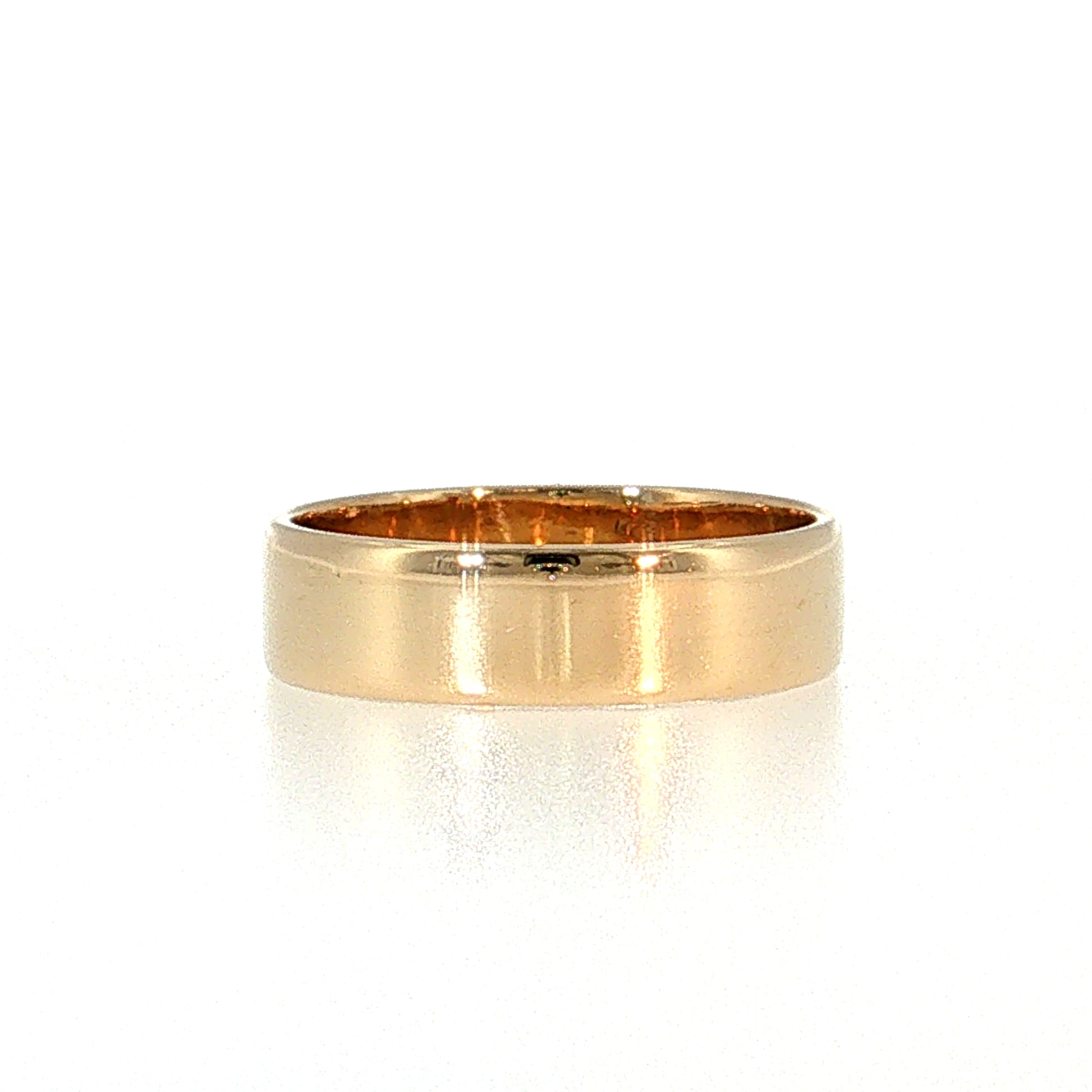 6mm Flat Edge Men's Wedding Band 14k Yellow Gold