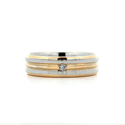 6mm Mens Diamond Two-Tone Wedding Band in 18k
