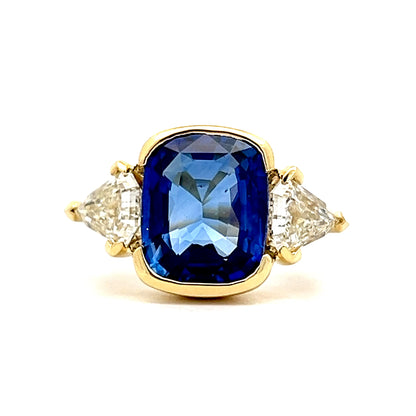 7.07 Cushion Blue Sapphire Engagement Ring 14k