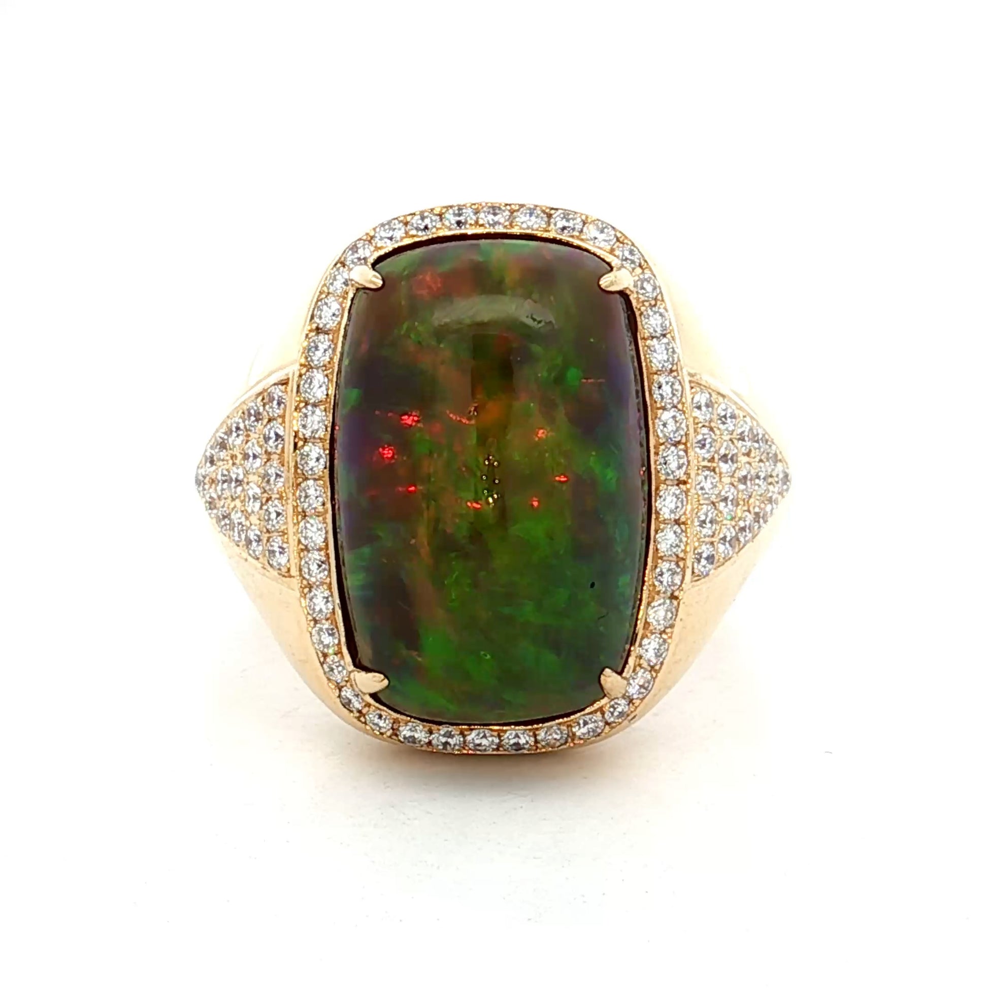 7.18 Mens Cabochon Ethiopian Jelly Opal Ring 18k