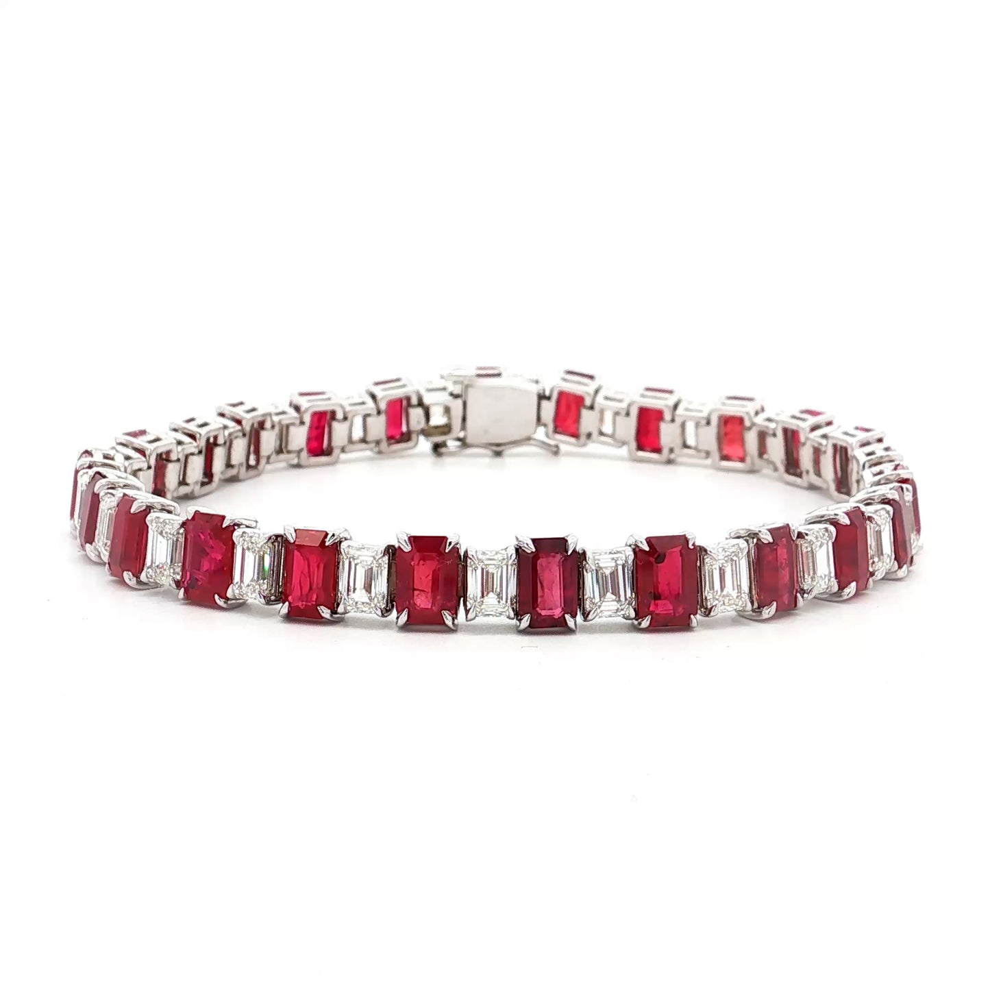 7.23 Ruby & Diamond Bracelet in 18k White Gold