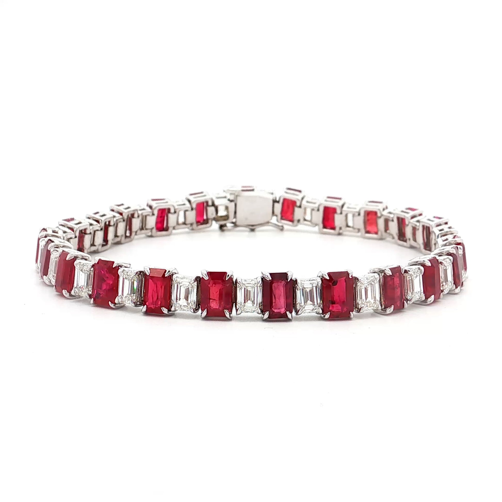 7.23 Ruby & Diamond Bracelet in 18k White Gold
