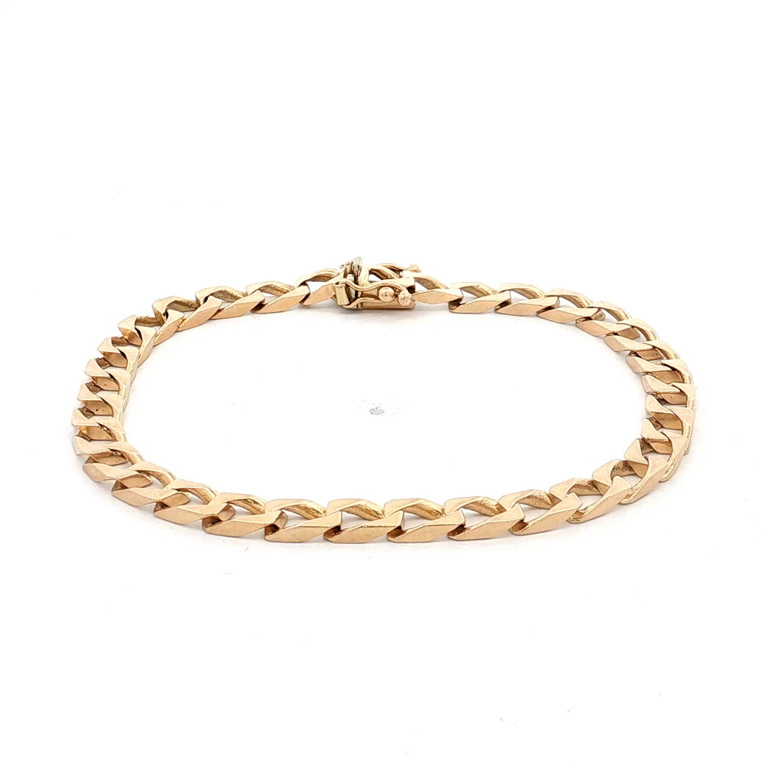 7.5" Flat Curb Link Chain Bracelet 14k Yellow Gold