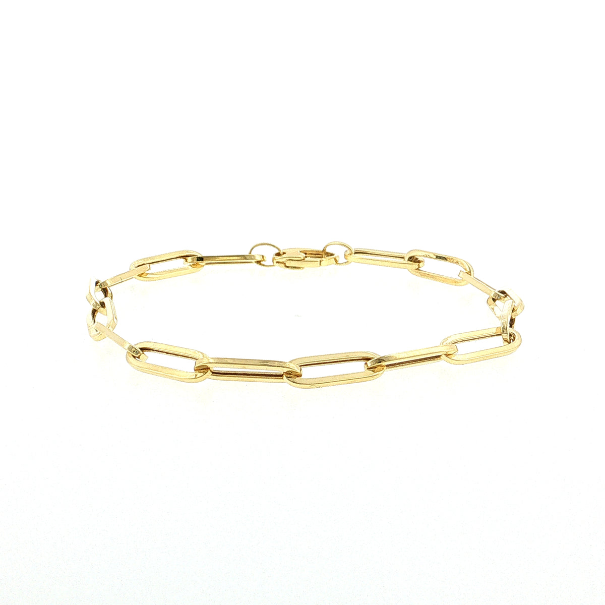 7.5" Paperclip Chain Link Bracelet 14k Yellow Gold
