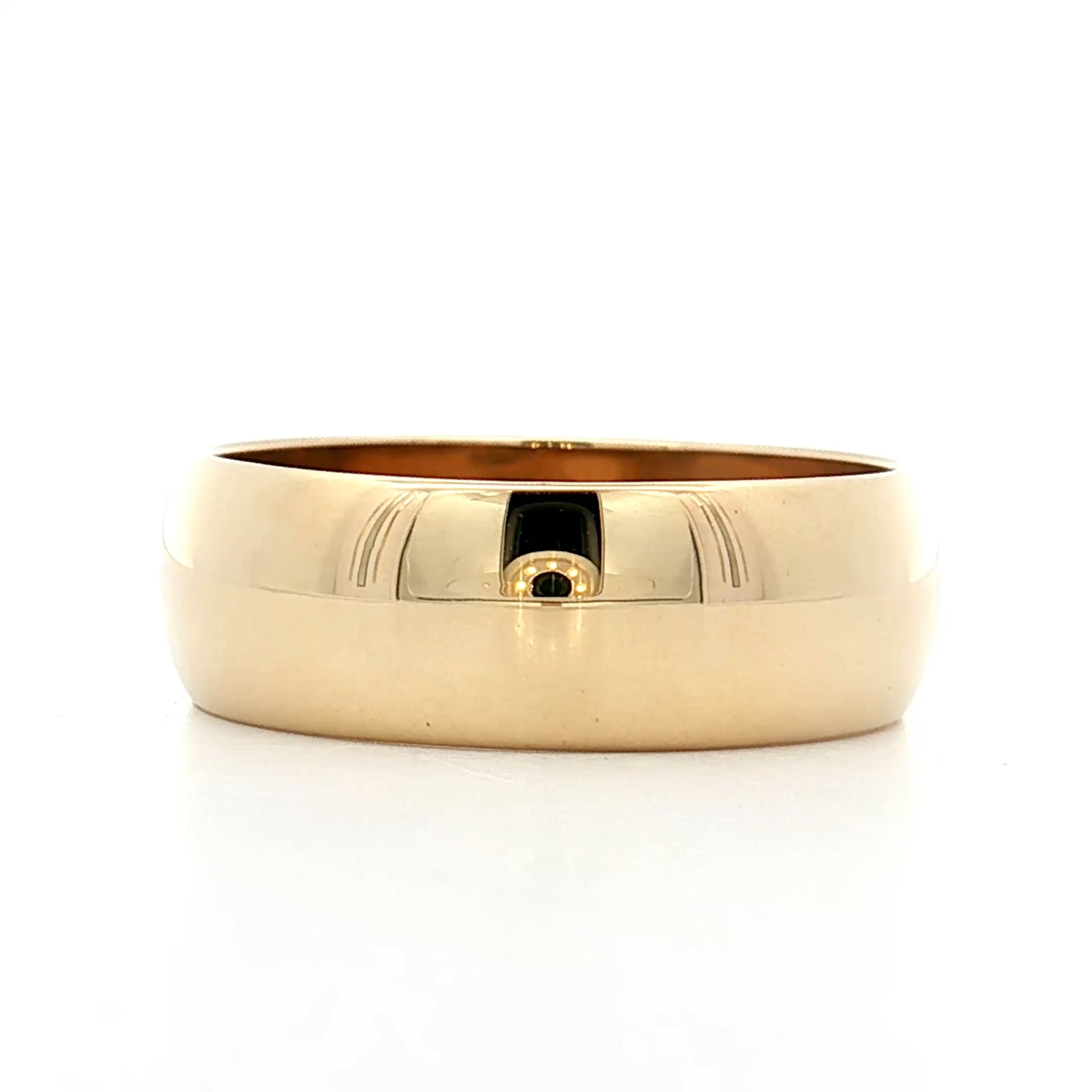7.75mm Mens Half Round Wedding Band 14k Yellow Gold