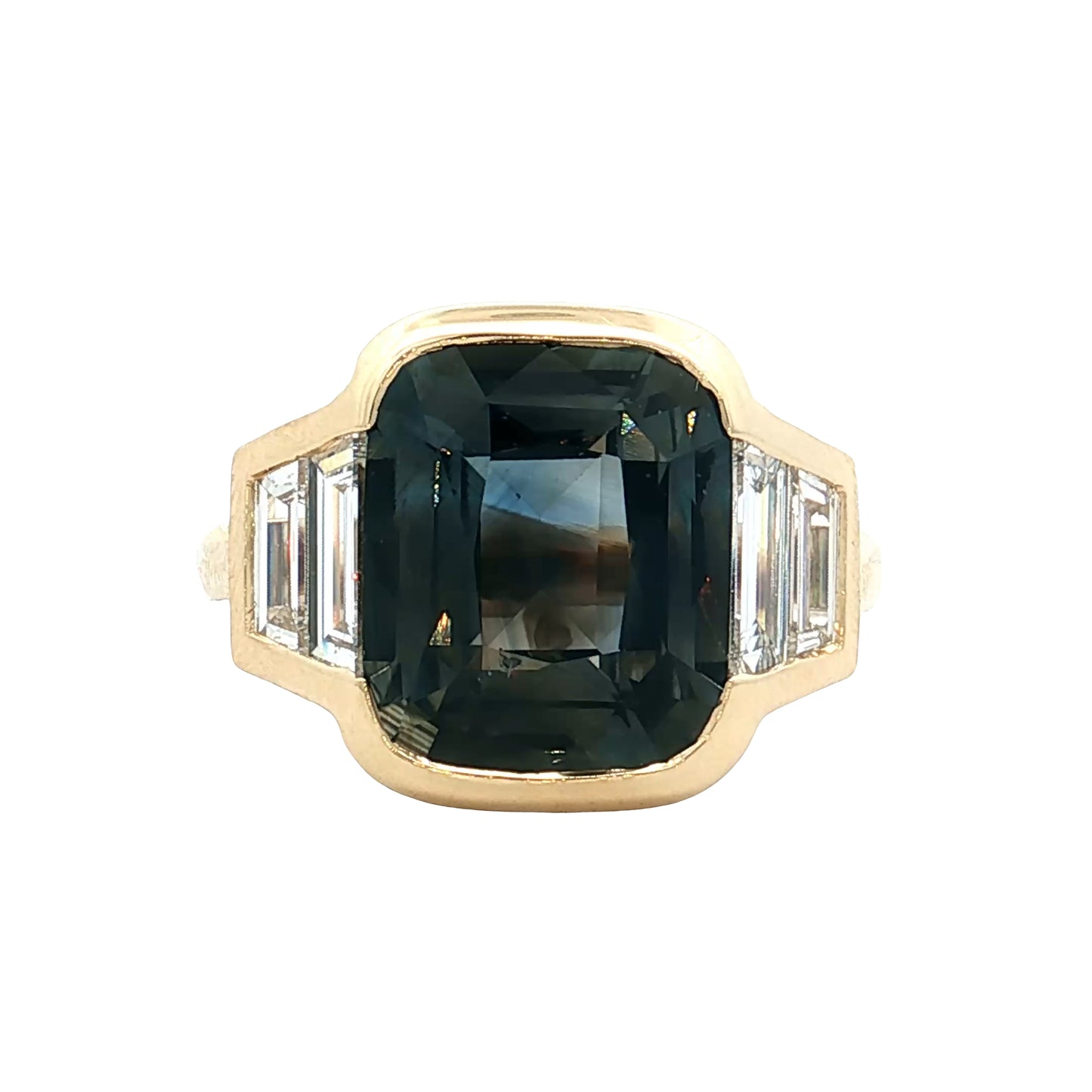 7.95 Bezel Sapphire Engagement Ring 14k Yellow Gold