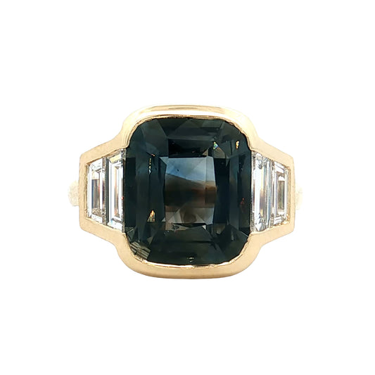 7.95 Bezel Sapphire Engagement Ring 14k Yellow Gold