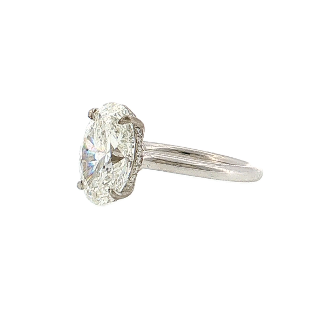4.02 Oval Diamond Engagement Ring 18K White Gold