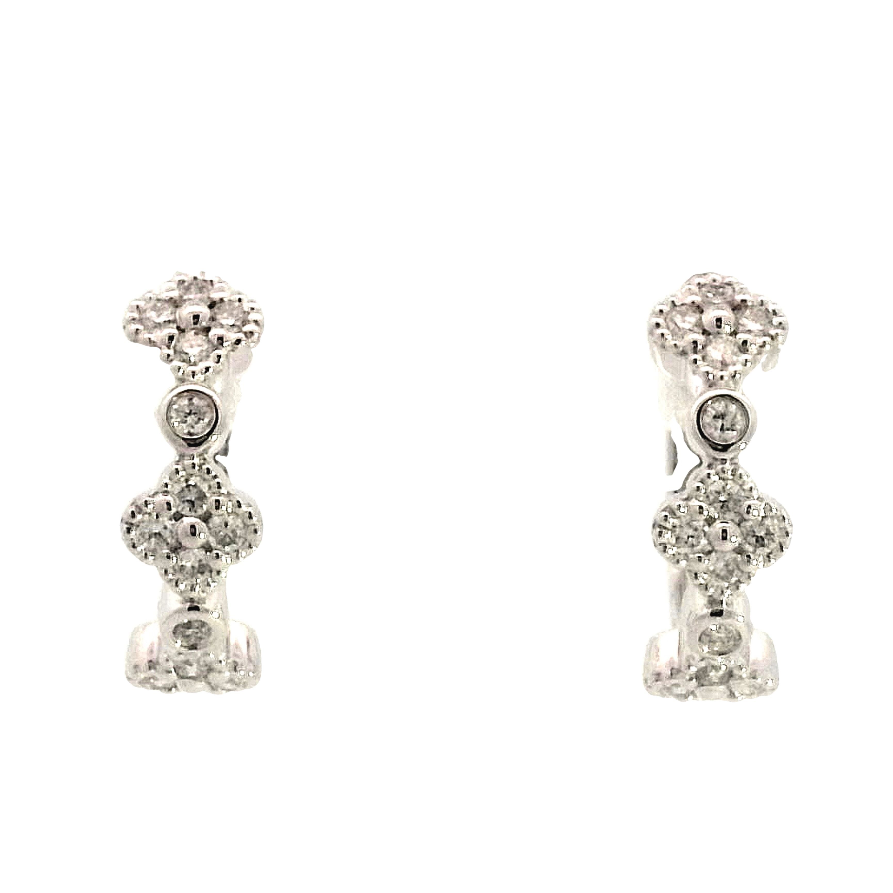 Diamond cluster hoop earrings deals