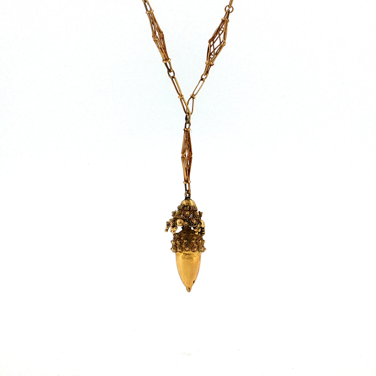 Antique Victorian Etruscan Revival Pendant Necklace 20k Gold