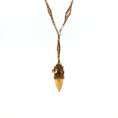 Antique Victorian Etruscan Revival Pendant Necklace 20k Gold