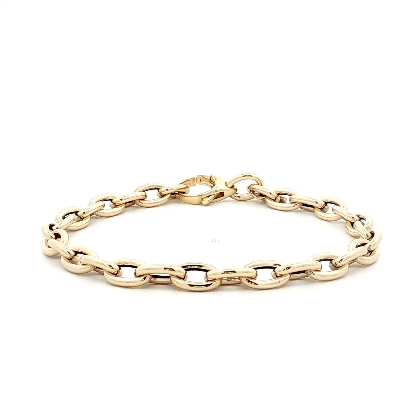 7" Elongated Oval Link Bracelet 14k Yellow Gold