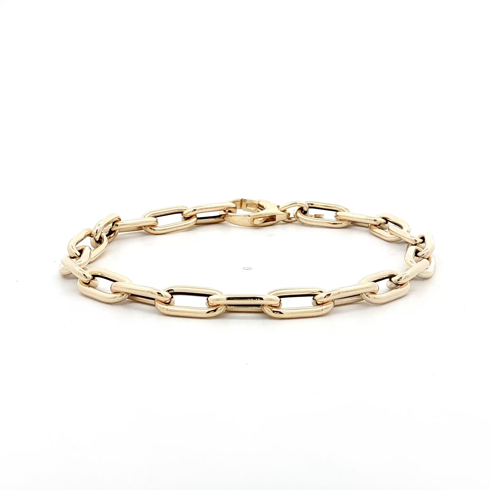 7" Elongated Oval Link Charm Bracelet 14k