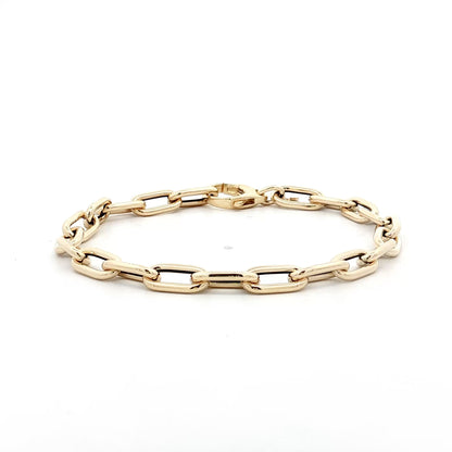 7" Elongated Oval Link Charm Bracelet 14k