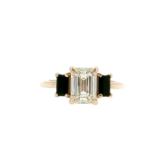2.04 Emerald Cut Diamond Engagement Ring 14k - Front
