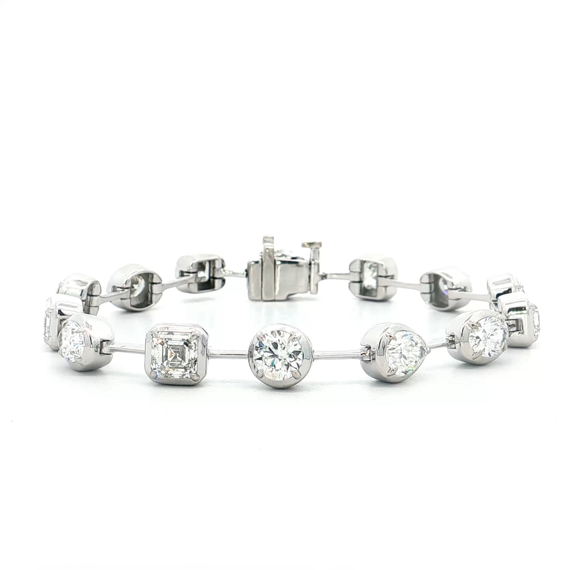 8.04 Mixed Diamond Cut Bracelet 18k White Gold