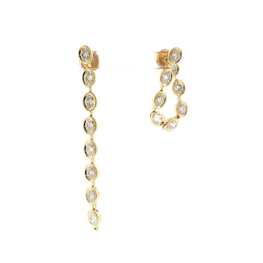 8.09ct Oval Cut Diamond Drop Earrings 18K Yellow Gold