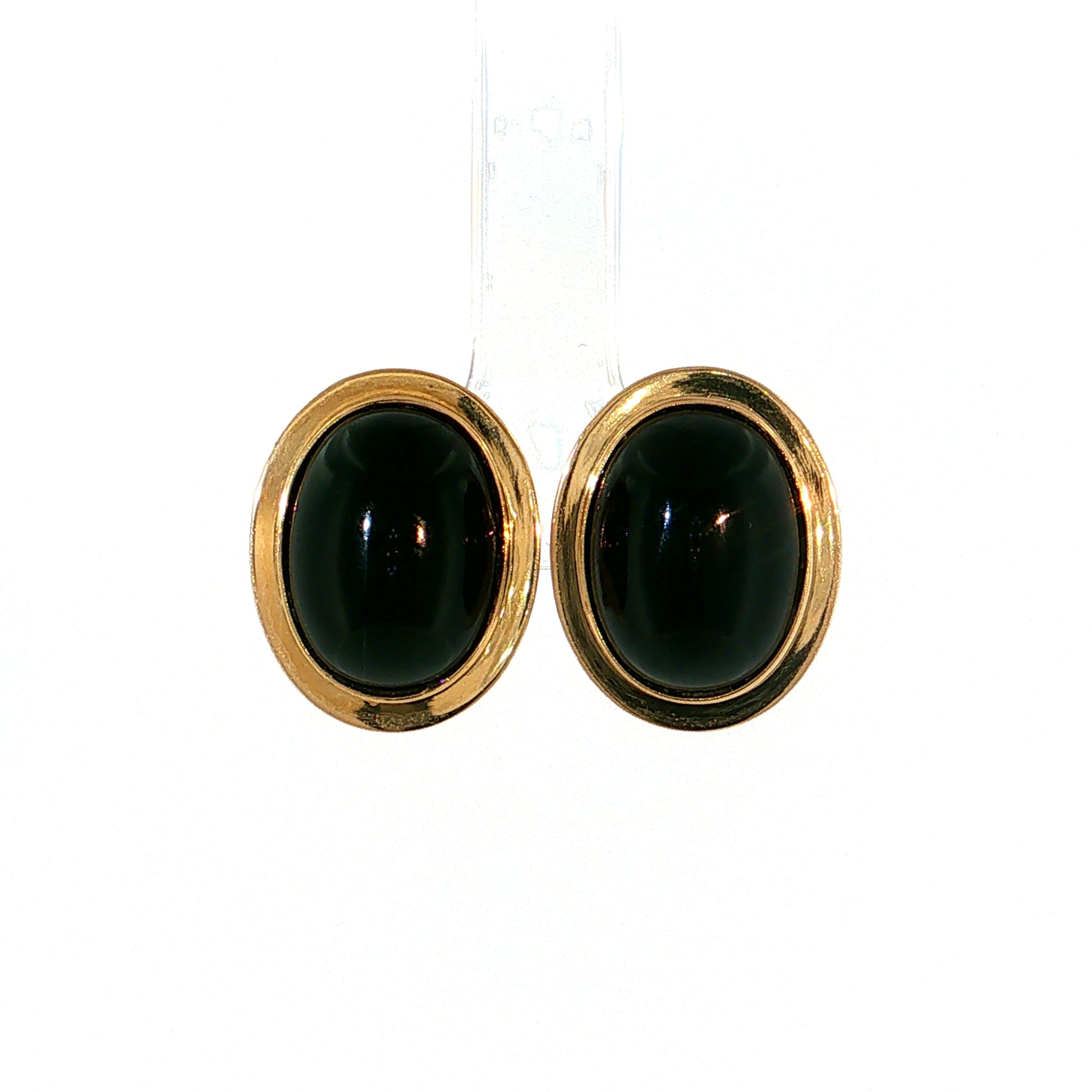 8.16 Oval Black Onyx Stud Earrings 14k