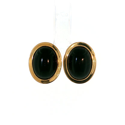 8.16 Oval Black Onyx Stud Earrings 14k