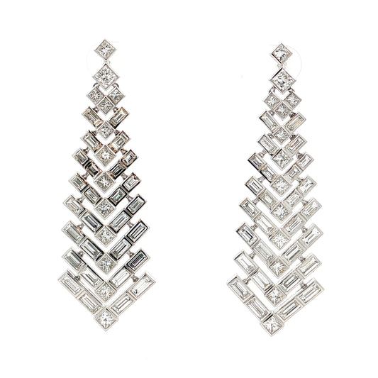8.27 Lugano Chevron Diamond Drop Earrings 18k